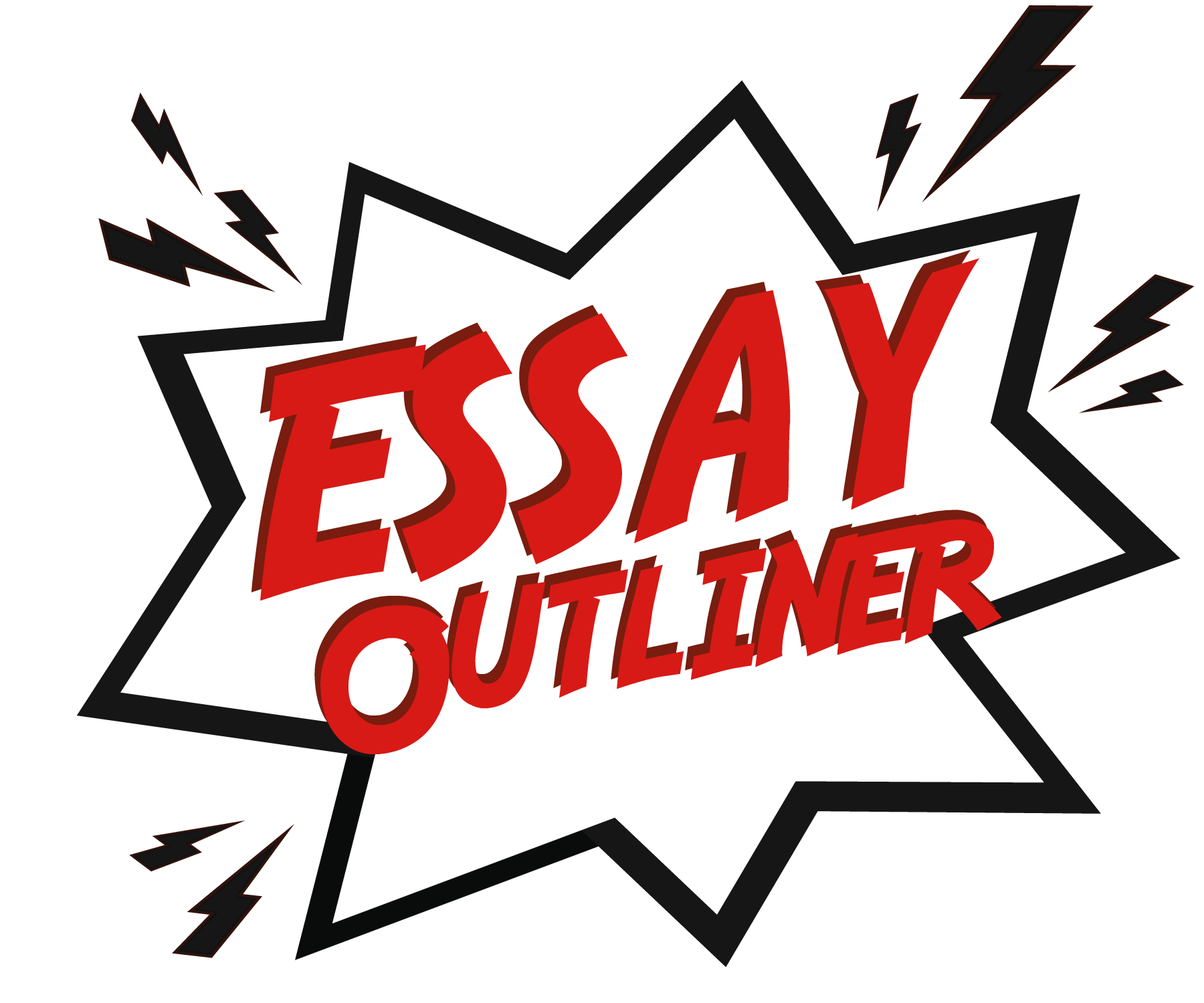 Explosion with the words Essay Outliner