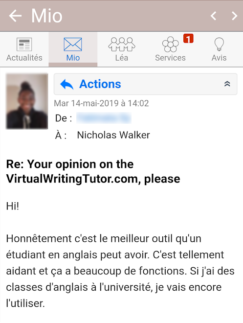 Grammar checker testimonial from a college student in Montreal, Canada