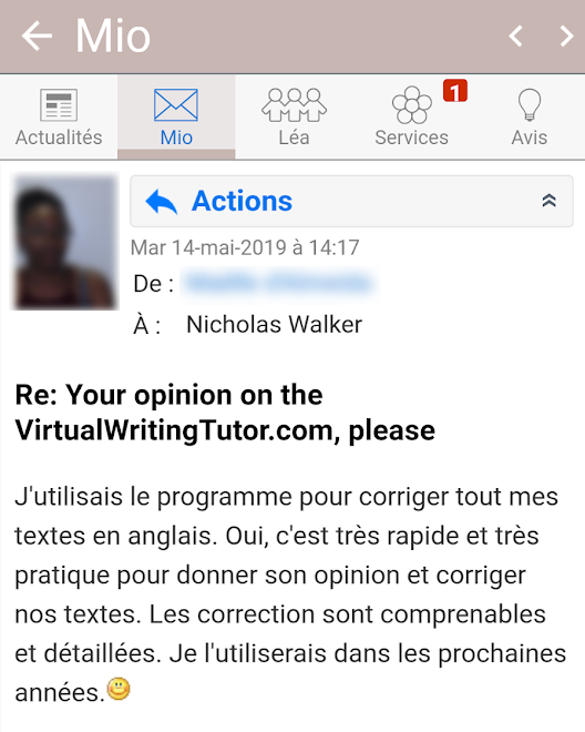 Grammar checker testimonial from a college student in Montreal, Canada