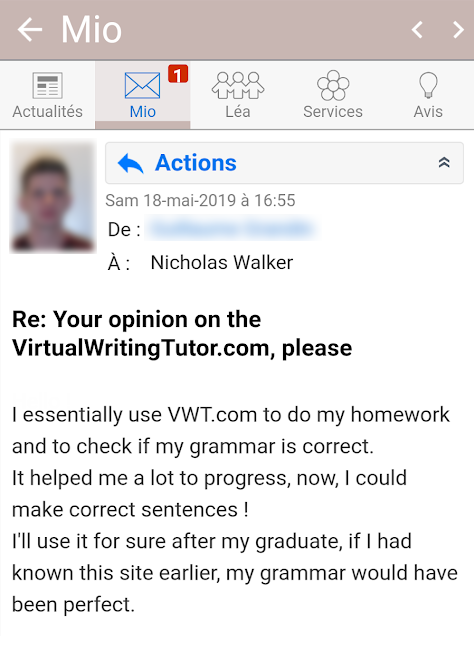 Grammar checker testimonial from a college student in Montreal, Canada