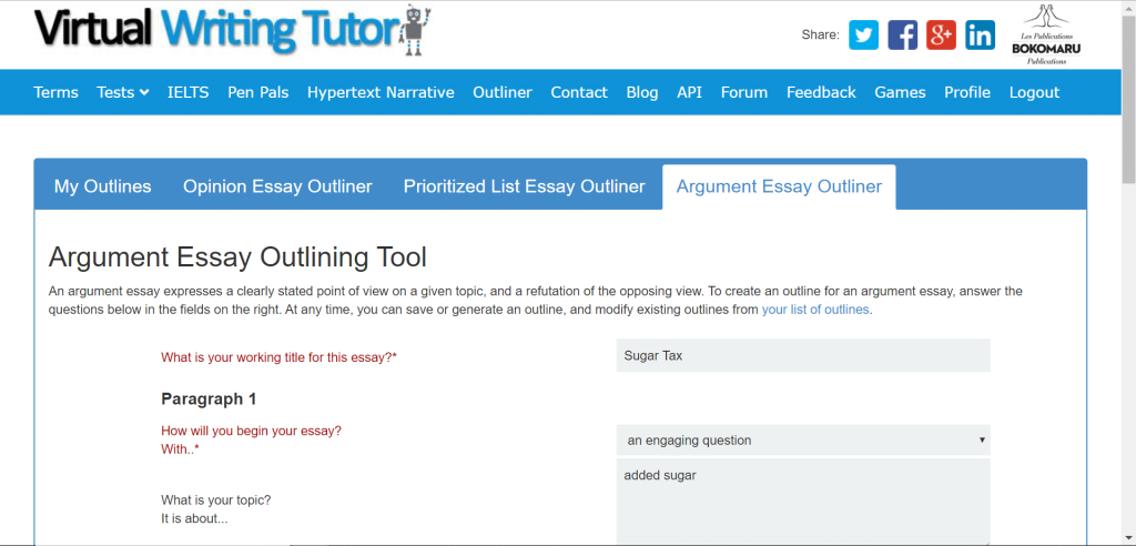 Argument Essay Outlining Tool