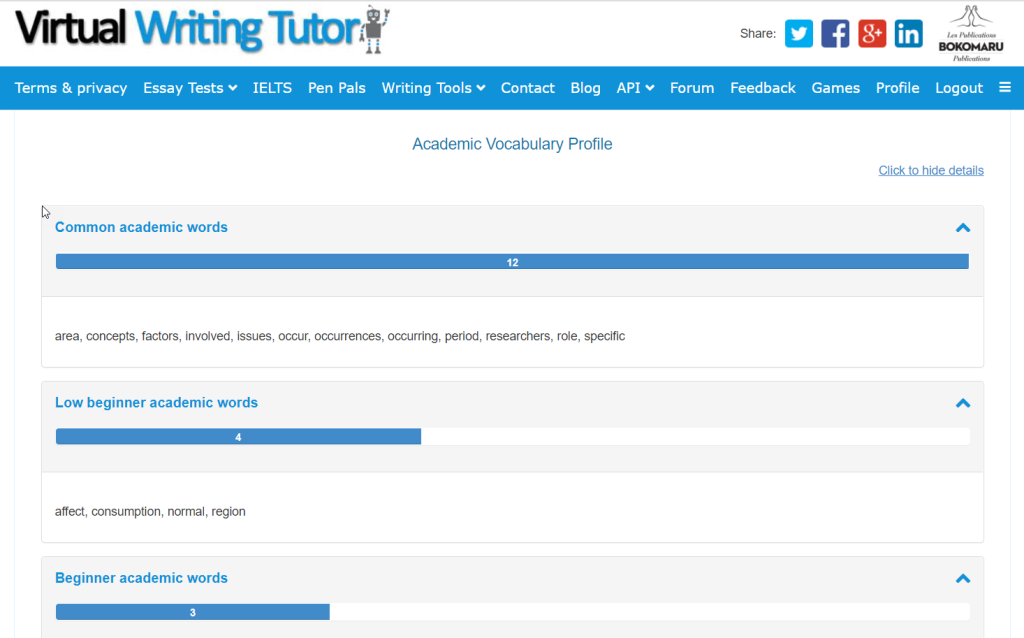 academic vocabulary